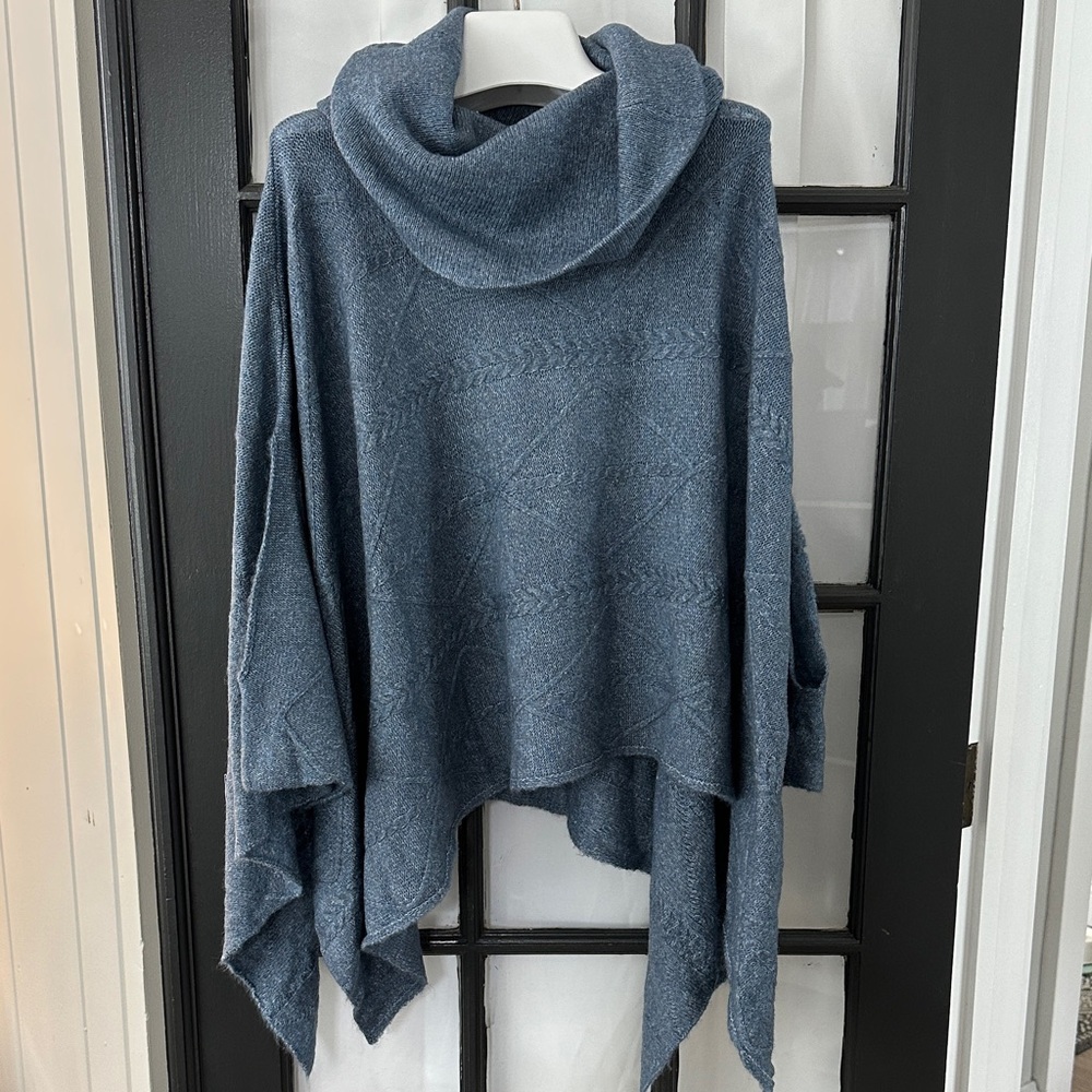 World Market, blue recycled, materials poncho one size fit all